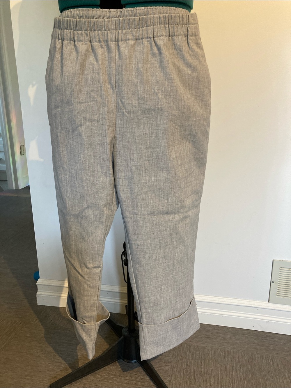Elastic Waist Gray Trousers